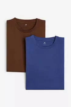 Комплект из 2 футболок удлиненного кроя H&M, коричневый