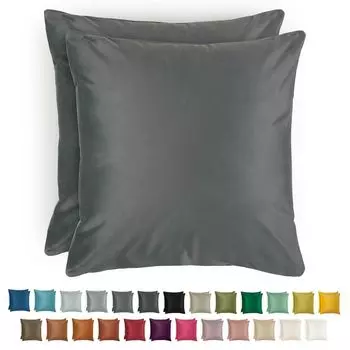 Комплект из 2-х бархатных наволочек Blumtal 40х40 см - элегантная бархатная наволочка, мягкая бархатная наволочка, темно-серый