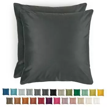 Комплект из 2-х бархатных наволочек Blumtal 50х50 см - элегантная бархатная наволочка, мягкая бархатная наволочка, антрацит