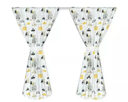 Комплект из 2-х детских штор Amilian с петлями и подхватами для детской комнаты, детские шторы, 2 х 155 х 155 см для девочек или мальчиков, желтый