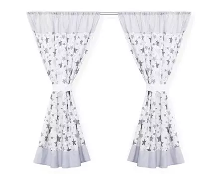 Комплект из 2-х детских штор Amilian с петлями и подхватами для детской комнаты, детские шторы, 2 х 155 х 155 см для девочек или мальчиков, серый