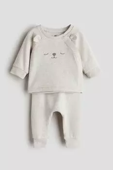 Комплект из 2-х хлопковых свитшотов H&M, бежевый