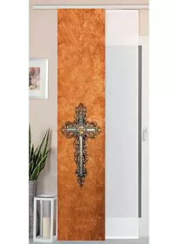 Комплект из 2-х панельных штор с имитацией дикого шелка и вуали, 245х45, Круг, 80400 Astek, коричневый