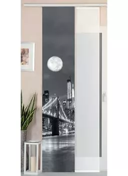 Комплект из 2-х панельных штор, имитация дикого шелка, с вуалью, 245х45, розовый, 80400 Astek, черный