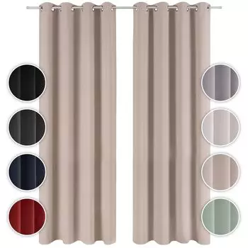 Комплект из 2-х плотных штор Blumtal, непрозрачный - элегантные теплоизоляционные шторы с люверсами, серо-коричневый