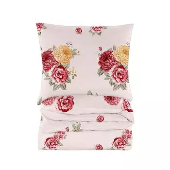 Комплект из 2-х предметов постельного белья 200х200 см - постельное белье из хлопка - пододеяльник 200х200 см и 2 наволочки 70х80 см - розовый, розы Cotton Market