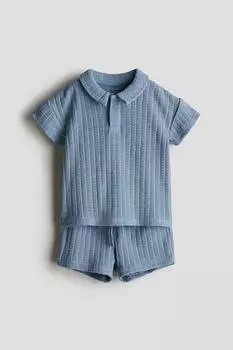 Комплект из 2-х предметов: рубашка поло и шорты H&M, синий
