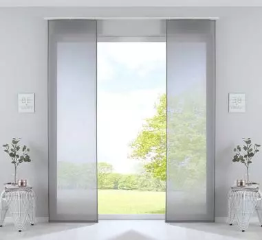 Комплект из 2-х раздвижных штор панельных штор раздвижных В x Ш 245x60 см Бордо в комплекте с грузовой штангой на тележке для панелей, 85589N2 Astek, серый