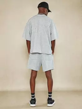 Комплект из 2-х рубашек и шорт, большого размера, необработанные края, напечатанный рисунок Sumwon, серый