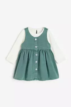 Комплект из 2-х топов и платья H&M, зеленый