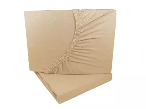 Комплект из 2-х трикотажных простыней бежевого цвета 90х200 - 100х200 см 100% хлопок Arle-Living