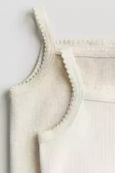 Комплект из 2 хлопковых боди без рукавов H&M, бежевый