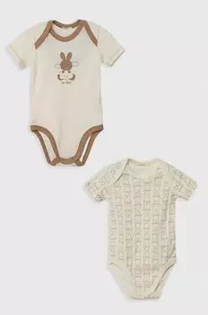 Комплект из 2 хлопковых боди для малышей United Colors of Benetton, бежевый