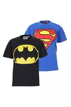 Комплект из 2 хлопковых футболок для детей «Супермен и Бэтмен» DC Comics, мультиколор