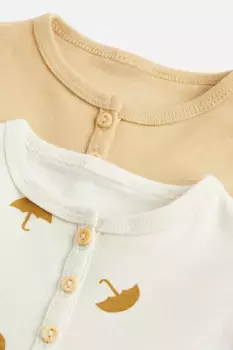 Комплект из 2 хлопковых футболок на пуговицах H&M, бежевый