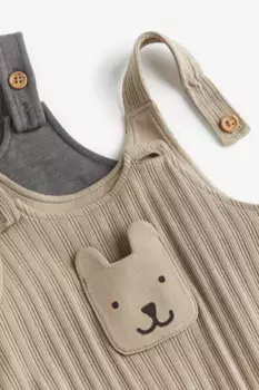 Комплект из 2 хлопковых комбинезонов H&M, бежевый
