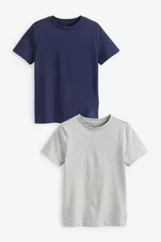 Комплект из 2 хлопковых рубашек с круглым вырезом и логотипом Polo Ralph Lauren, синий