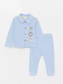 Комплект из 2 кардигана и брюк для маленьких мальчиков с круглым вырезом и длинными рукавами Yami Mia, синие полосы