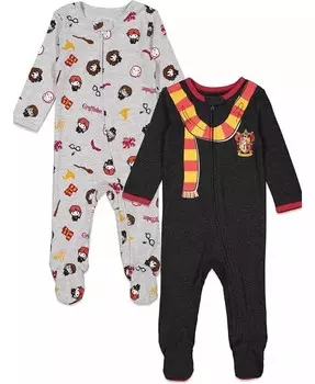 Комплект из 2 костюмов на молнии для мальчиков и девочек Sleep N' Play Комбинезоны для новорожденных Harry Potter, серый