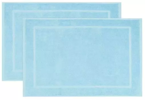 Комплект из 2 ковриков для ванной/душа, 50х70 см, 100% хлопок, светло-голубой Zollner, светло-синий