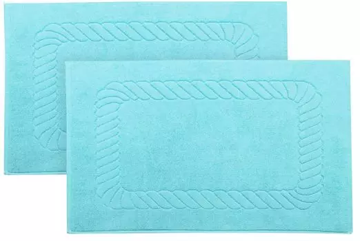 Комплект из 2 ковриков для ванной, хлопок, 50х70 см, 740г/кв.м, лазурный (бирюзовый) Zollner