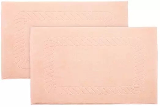 Комплект из 2 ковриков для ванной, хлопок, 50х70 см, 740г/кв.м, абрикосовый (розовый) Zollner