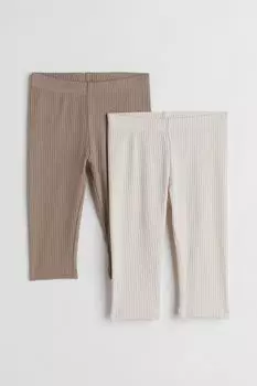 Комплект из 2 леггинсов H&M, серый/кремовый