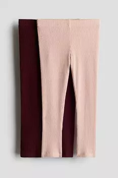 Комплект из 2 леггинсов H&M, розовый/темно-красный