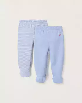 Комплект из 2 леггинсов из 100% хлопка для маленьких мальчиков с ножками Zippy, светло-голубой