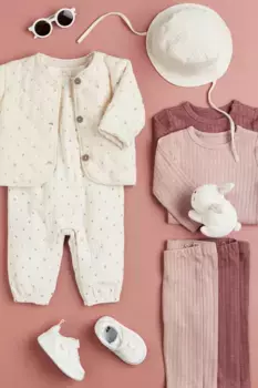 Комплект из 2 леггинсов из джерси в рубчик H&M, розовый