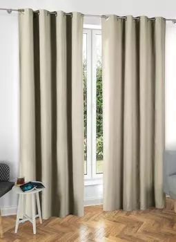 Комплект из 2 люверсов для штор «Орландо» синий ВхШ 245х135 см 100% хлопок 220 г/м легкий в уходе, нечувствительный, 2022600P-2 Astek, бежевый