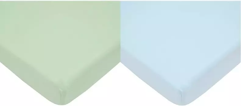 Комплект из 2 мини-простыней для детской кроватки American Baby Company из 100% хлопкового трикотажа размером 24 x 38 дюймов, зеленый и нежно-голубой, Green