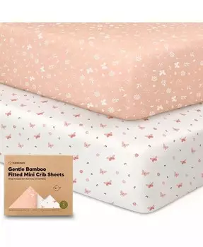 Комплект из 2 мини-простыней для кроватки, комплект простыней Pack and Play, пакет N игровых простыней, органический чехол для простыни для кроватки KeaBabies, розовый
