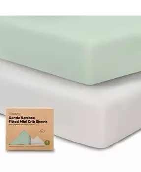 Комплект из 2 мини-простыней для кроватки, комплект простыней Pack and Play, пакет N Play простыней, органический чехол для простыни для кроватки KeaBabies, зеленый