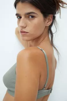 Комплект из 2 мягких хлопковых бюстгальтеров H&M, хаки