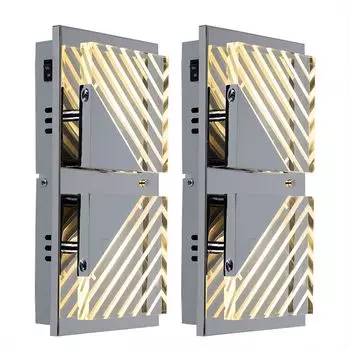 Комплект из 2 настенных и потолочных светильников, алюминий-акрил, L 29 см. etc-shop, серебро