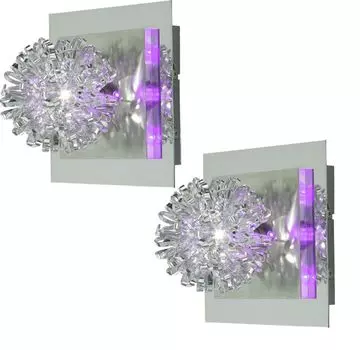 Комплект из 2 настенных светильников, декоративный светодиод, сферическая сетка, цвет хром, Ш 17 см etc-shop, серебро