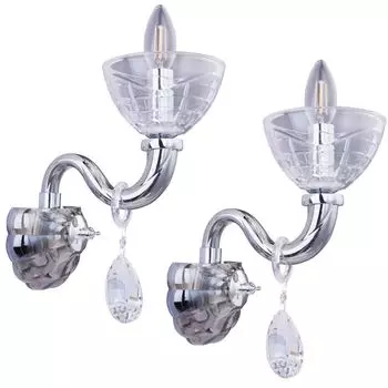Комплект из 2 настенных светильников, кристаллы, стекло, хром, В 37 см Globo Lighting, серебро