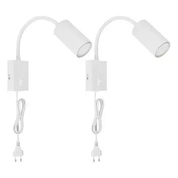 Комплект из 2 настенных светильников, с гибкой регулировкой, сетевой кабель, высота 44 см. etc-shop, белый