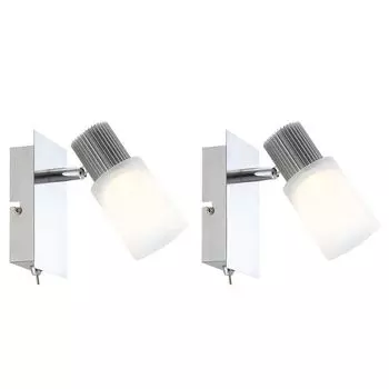 Комплект из 2 настенных светодиодных светильников, хром, имитация алебастра, L 15,5 см etc-shop, белый