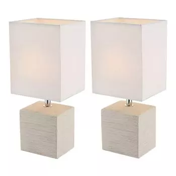 Комплект из 2 настольных ламп, бежевая керамика, белый текстиль, В 29 см etc-shop