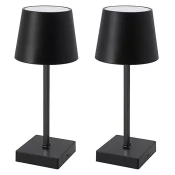 Комплект из 2 настольных ламп с сенсорной функцией, теплый белый, прикроватная лампа USB, черная, перезаряжаемая, регулируемая яркость, настольная лампа, регулировка яркости HAC24, черный