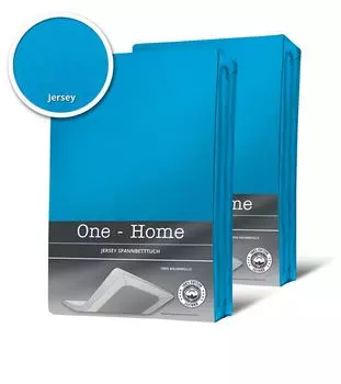 Комплект из 2 натяжных простыней, простыни, бирюзовый, 140х200 см - 160х200 см, трикотаж хлопок One-Home