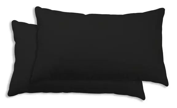 Комплект из 2 наволочек 40х80 см, черная однотонная хлопковая наволочка One-Home, черный