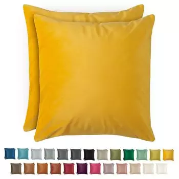 Комплект из 2 наволочек Blumtal 60х60 см желтый - декоративный бархат - хорошее