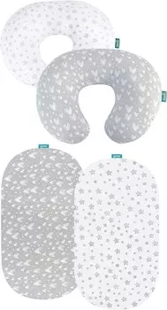 Комплект из 2 наволочек для кормления, 100 % хлопок и простыни для люльки, совместимые с люлькой Fisher-Price Soothing Motions/люминатной люлькой Fisher-Price Luminate, 2 шт. Biloban, White