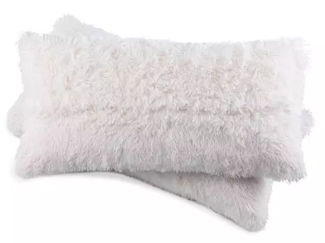 Комплект из 2 наволочек Flokati из флиса Cashmer Touch: чехол, подушка для дивана, наволочка, подушка для дивана, цвет: кремовый, размер: 2x 40x80 см MALIKA