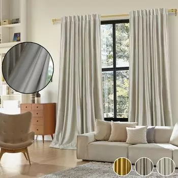 Комплект из 2 непрозрачных бархатных штор, ленточная штора с рюшами шампанского, бархатные шторы, термошторы, плотные шторы, гостиная, спальня, 132 х 274 см easy home, бежевый