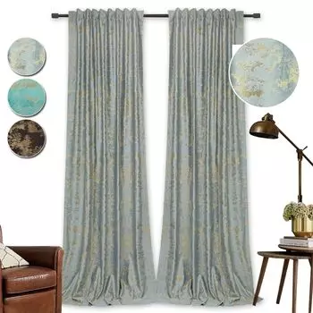 Комплект из 2 непрозрачных бархатных штор, серая штора с рюшами на ленте, бархатные шторы, термошторы, плотные шторы, гостиная, спальня, 132 х 213 см easy home, серый