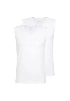 Комплект из 2 нижних маек - хлопковый код городская рубашка с v-образным вырезом одинарный трикотаж Calida, белый